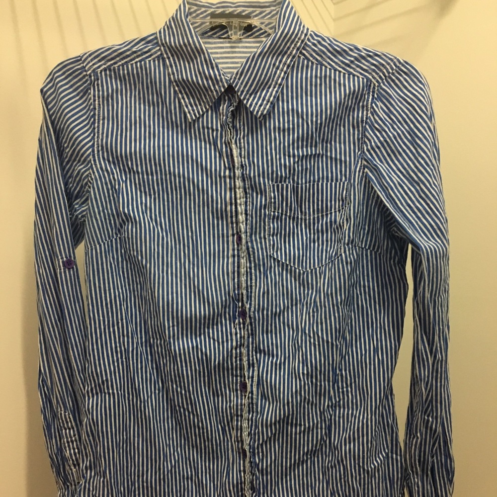 White and blue button down shirt